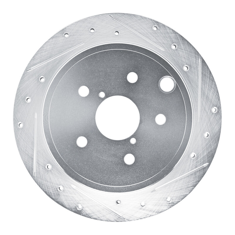 Subaru WRX Brake Rotor (1) - Rear Right - R1 Concepts - Drilled & Slotted - Silver - `22-`25